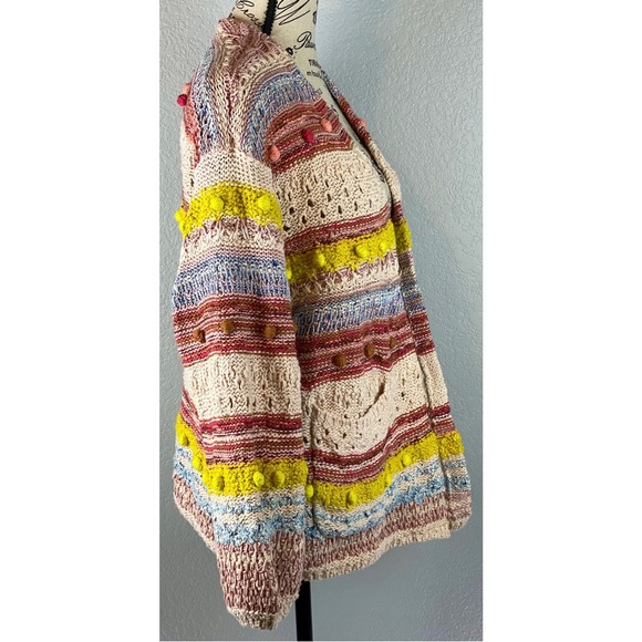 Anthropologie Izabel Pommed Multi-Color Knit Cardigan Sweater, size Small - Picture 2 of 7